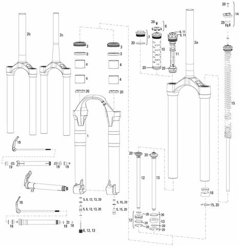 ROCKSHOX "BoXXer" 35 mm (2010-2014) Zugstufeneinstellknopf, Aluminium, mit roter Schraube