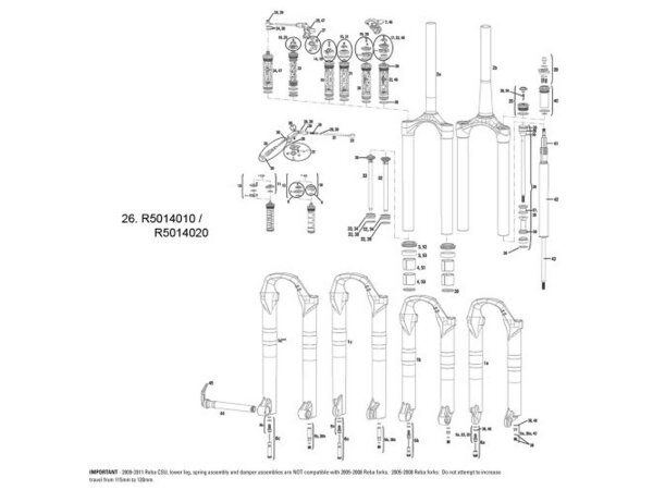 ROCKSHOX Reba XX Dual Air 2010 Knopf, Faltenbalg und Kolben , links