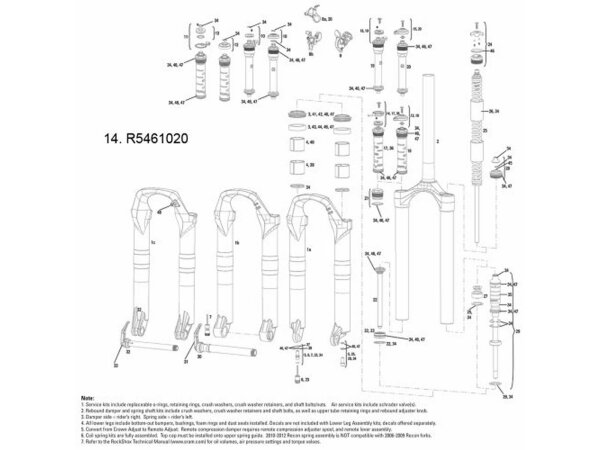 ROCKSHOX "Reba" A1-A5 (2012-2017) Spule, Gegenhalter, Motion Control