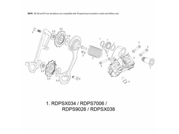 SRAM Ersatz Für Schaltwerk X0 / X9 / X7 / VIA GT (10-fach) ab Mod. 11 Schaltwerkbefestigung X0, silber , Abb. 1