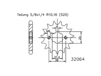 ESJOT Antriebsritzel "32064" 520, Stahl 13...