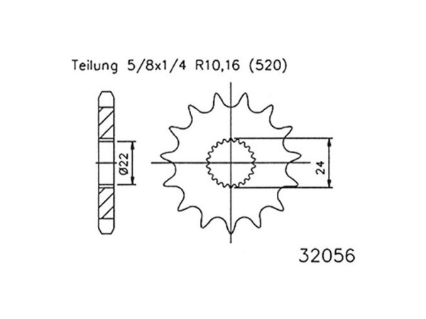 ESJOT Antriebsritzel "32056" 520, Stahl 15 Zähne