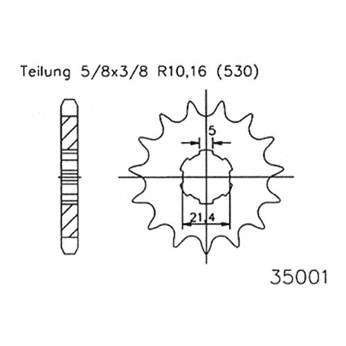 ESJOT Antriebsritzel "35001" 530, Stahl 16 Zähne