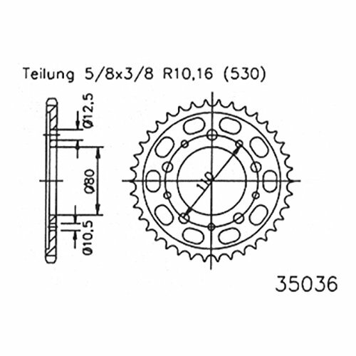 ESJOT Kettenrad "35036" 530, Stahl 39 Zähne