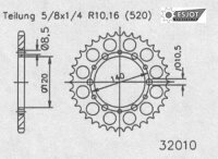 ESJOT Kettenrad "32010" 520, Stahl 40...