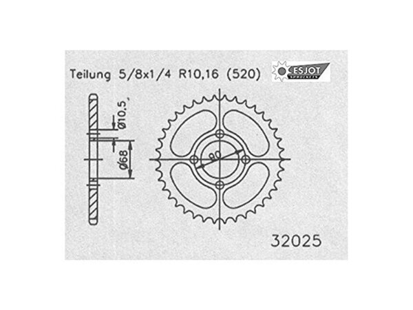 ESJOT Kettenrad "32025" 520, Stahl, schw 42 Zähne