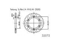 ESJOT Kettenrad "32072" 520, Stahl, schw 43...