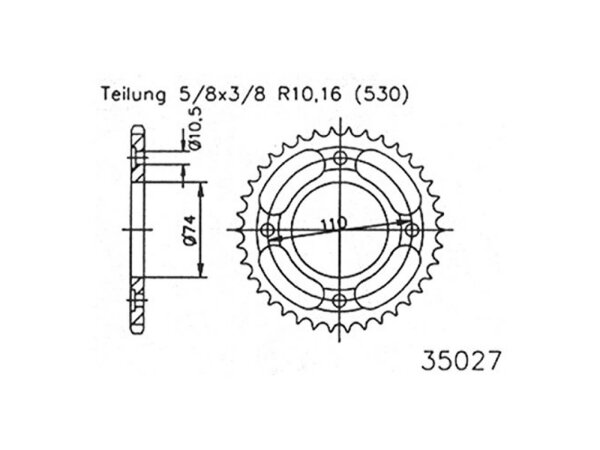 ESJOT Kettenrad "35027" 530, Stahl, schw 41 Zähne