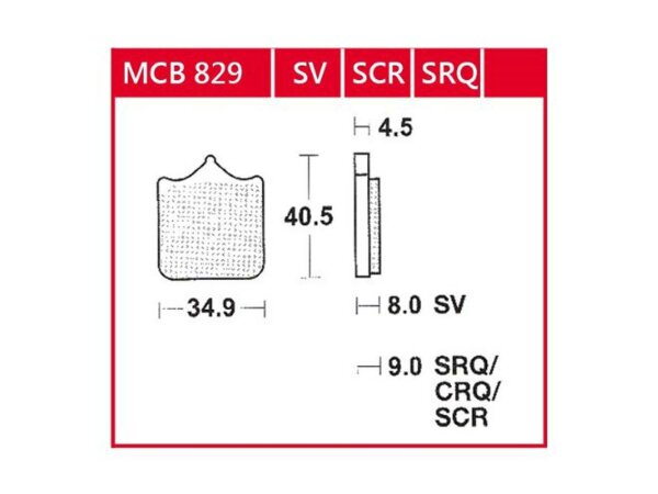 TRW Bremsbelag "MCB 829" Rennsportartikel, nicht z Typ CRQ, Hyper