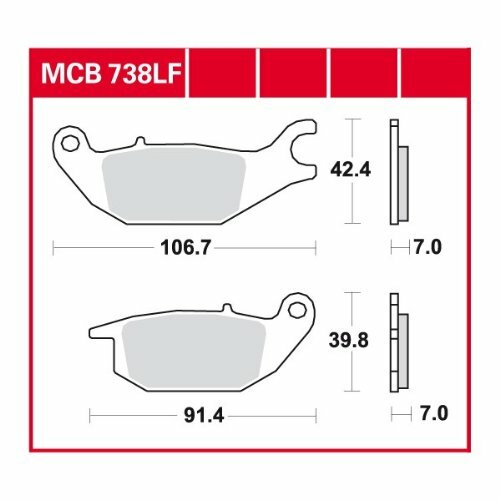 TRW Bremsbelag "MCB 738" Satz Typ Organisch Standard mit ABE