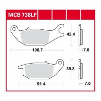 TRW Bremsbelag "MCB 738" Satz Typ Organisch...