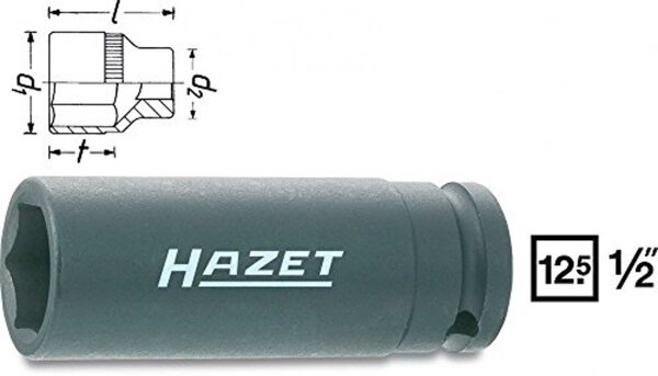 HAZET Steckschlüsseleinsatz 1/2", 6-kant, lange Au 19 mm