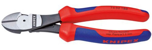 KNIPEX Kraft-Seitenschneider, 180 mm, 64HRC, 21%Kraftersparnis, 2-Komp.-Griffe