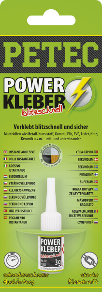 Petec POWER KLEBER blitzschnell Sekundenklebstoff Flasche SB-Karte