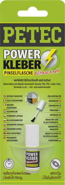 Petec POWER KLEBER Pinselflasche Sekundenklebstoff Pinselflasche SB-Karte