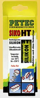 PETEC Dichtmasse Hochtemperatur Silikond "Siko", rot, temperaturbeständig von -50 bis +260 °C, kurzfristig bis +300 °C 70 ml Tube SB-verpackt