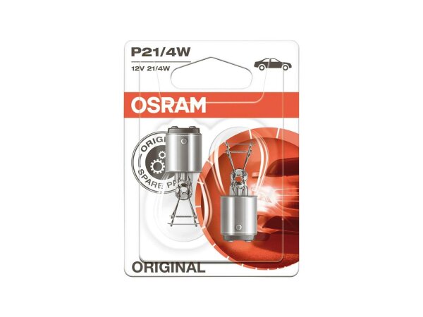 Kugellampe 12 V, 21/4 W BAZ15d, P21/4W OSRAM, SB-verpackt, 2 Stück