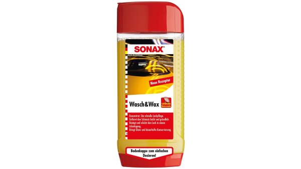 SONAX Autoshampoo "Wasch & Wax" Konz 500 ml Flasche, mit Ausgießer