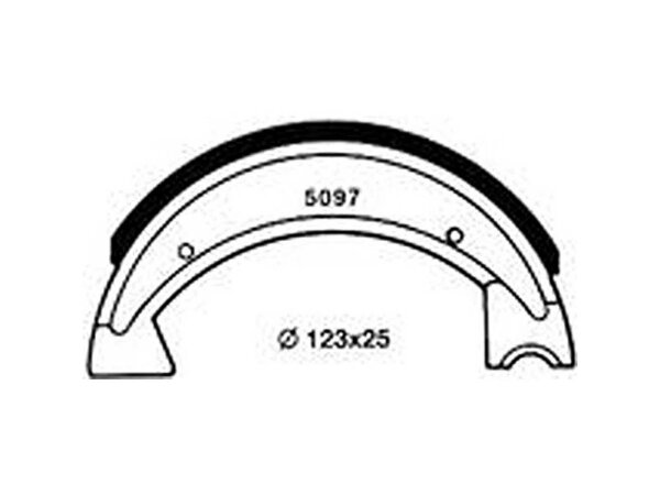 Bremsbacke 123 x 25 mm, Satz, Import AZ 97, Breite 25 mm, Ø ohne Belag 115 mm