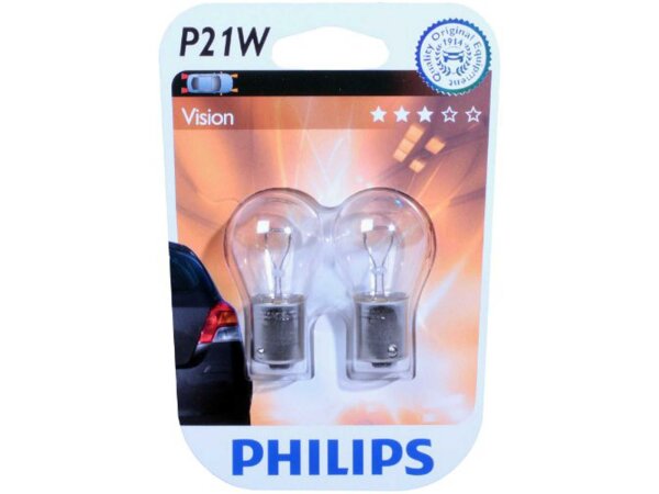 Kugellampe 12 V, 21 W BA15s, P21W PHILIPS, SB-verpackt, 2 Stück