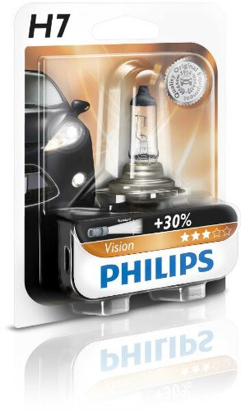 PHILIPS Hauptlampe H7, Sockel PX26d 12 V, 55 W, "Vision" + 30 %, SB-verpackt