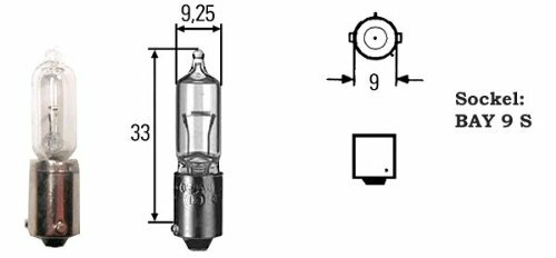 Kugellampe 12 V, 21 W BAY9s, H21W, Halog PHILIPS, Stück