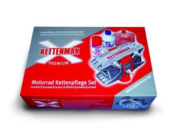 KETTENMAX Kettenpflege-Set Die komfortab Kettenmax Premium inkl. S100 250 ml Kettenreiniger + 100 ml Kettenspray, 46-teilig