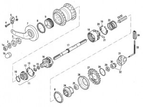 SRAM Ersatz für "T3" mit Rücktrittbremse Druckfeder, linksgängig (ab Mod. 2000)