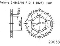 ESJOT Kettenrad "29038" 525, Stahl, schw 50...