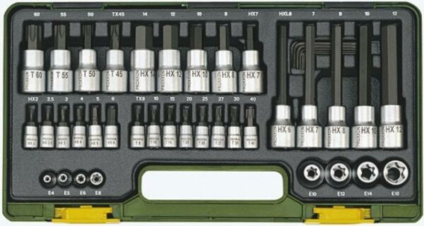 PROXXON Steckschlüsselsatz 1/4" + 1/2", für TX- un 42-tlg., im Ku