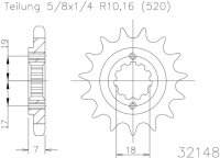 ESJOT Antriebsritzel "32148" 520, Stahl 14...