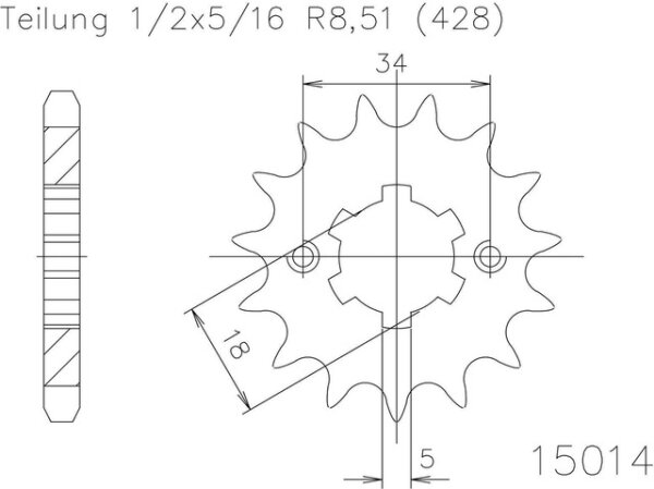 ESJOT Antriebsritzel "15014" 428, Stahl 17 Zähne