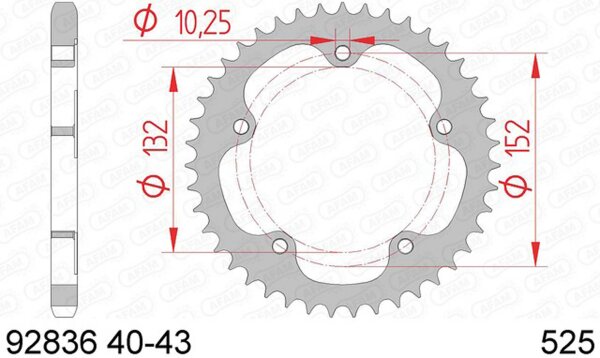 AFAM Kettenrad "93836" 525, Aluminium, hart anodis 40 Zähne