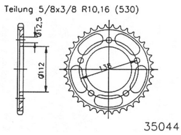 ESJOT Kettenrad "35044" 530, Stahl 48 Zähne