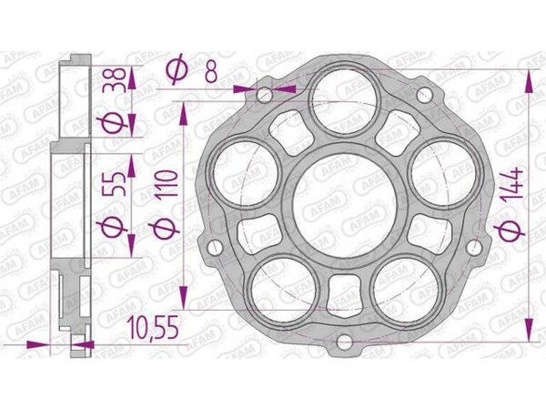 AFAM Kettenradträger "PCD" CNC gefräst, hochfestes PCD1, grau