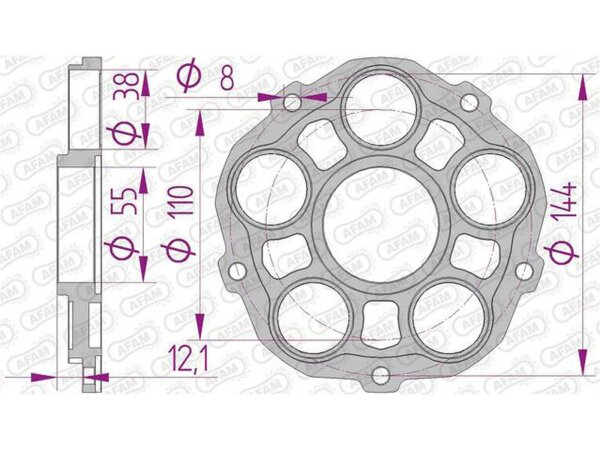 AFAM Kettenradträger "PCD" CNC gefräst, hochfestes PCD2, schwarz