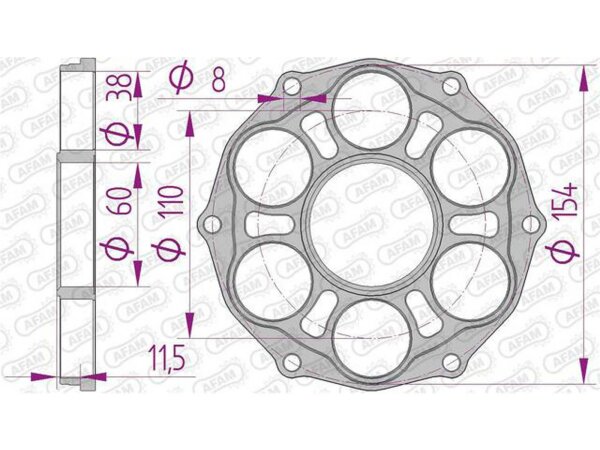 AFAM Kettenradträger "PCD" CNC gefräst,  PCD4, schwarz