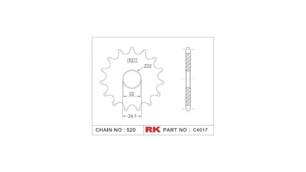 RK Antriebsritzel "4017" 520, Stahl 13 Zähne