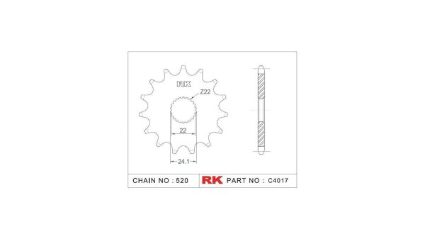 RK Antriebsritzel "4017" 520, Stahl 14 Zähne