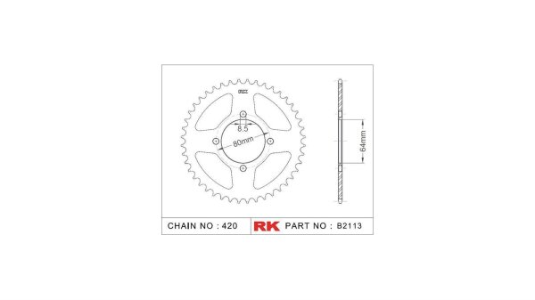 RK Kettenrad "2113" 420, Stahl, silber 48 Zähne