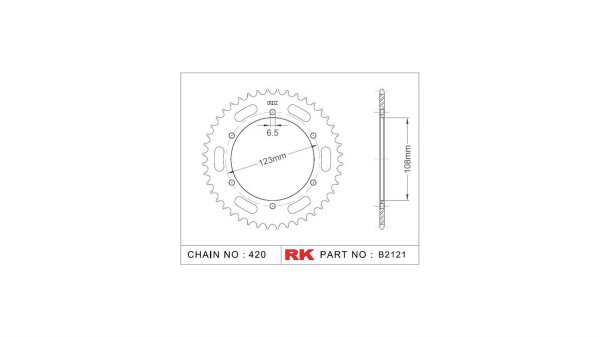 RK Kettenrad "2121" 420, Stahl, silber 53 Zähne