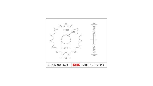 RK Antriebsritzel "4019" 520, Stahl 16 Zähne