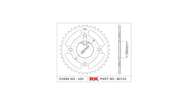 RK Kettenrad "2123" 420, Stahl, silber 47 Zähne