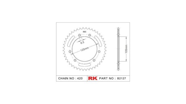 RK Kettenrad "2127" 420, Stahl, silber 48 Zähne