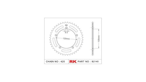 RK Kettenrad "2145" 420, Stahl, silber 50 Zähne