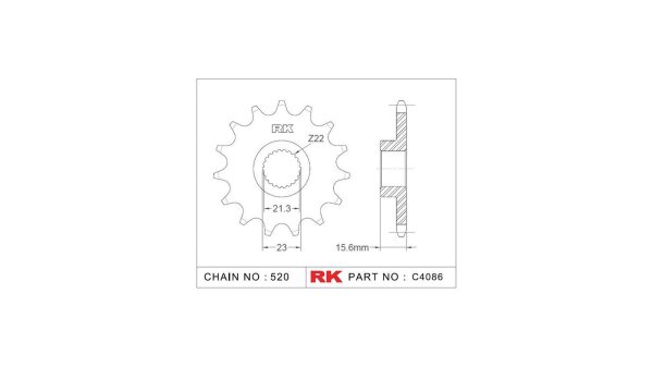 RK Antriebsritzel "4086" 520, Stahl 15 Zähne