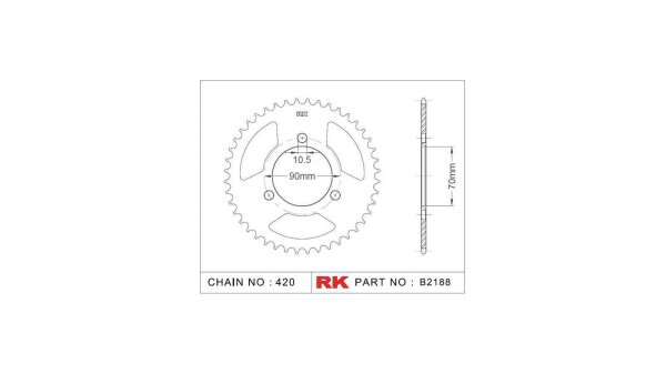 RK Kettenrad "2188" 420, Stahl, silber 40 Zähne