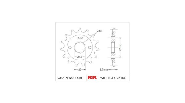 RK Antriebsritzel "4156" 520, Stahl 16 Zähne