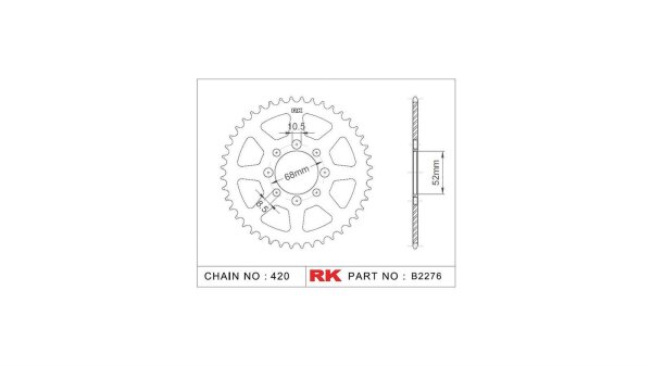 RK Kettenrad "2276" 420, Stahl, silber 38 Zähne