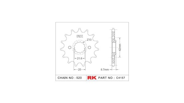 RK Antriebsritzel "4157" 520, Stahl 14 Zähne